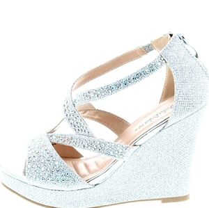 Bella Marie Santo Women's Rhinestone Wedge Sandal